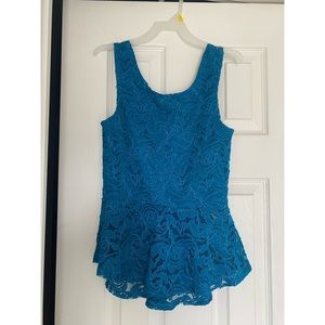 Blue Lace Sleeveless Top